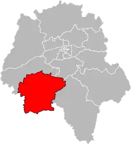 Location of the canton of Sainte-Maure-de-Touraine in the department of Indre-et-Loire