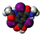 Space-filling model of the iotalamic acid molecule