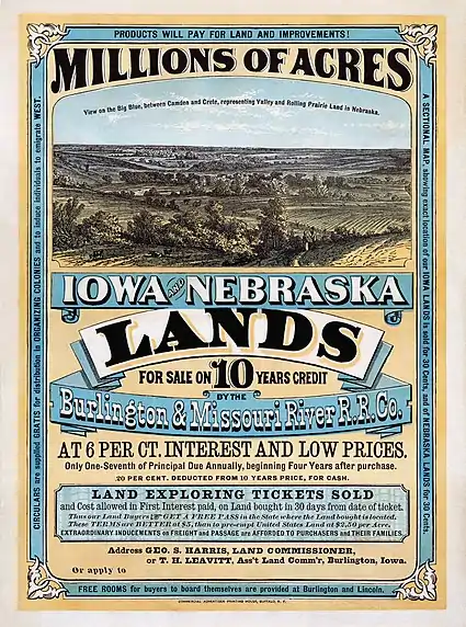 Image 24A land offer from the Burlington and Missouri River Railroad, 1872 (from History of Nebraska)