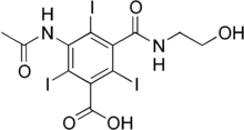 Skeletal formula of ioxitalamic acid