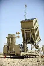 An Iron Dome defense missile battery like the one(s) at Hatzor