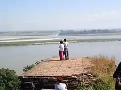 On the top of Mingun Pahtodawgyi, a small platform for a great view of the Irrawaddy River