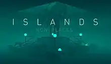 Header image for Islands: Non-Places, with the game's title superimposed over a monochromatic hotel lobby with palm trees in the centre.