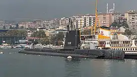 Turkish TCG Uluçalireis moored at the Rahmi M. Koç Museum on the Golden Horn in Istanbul