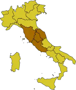 Map of Italy, highlighting Central Italy