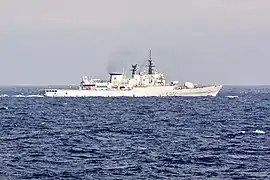 Zeffiro conducting a firing exercise on 21 October 2015.