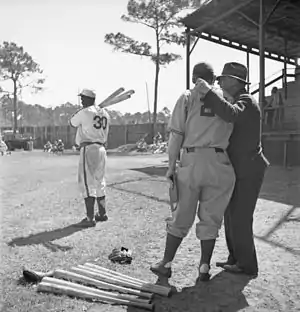 Ronnie Jaques: Jackie Robinson in a photograph possibly published in the Montreal newspaper The Standard circa 1946.