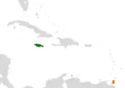 Map indicating locations of Jamaica and Trinidad and Tobago