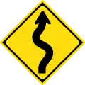 Winding road first curve to the right