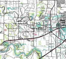 Topographical map of the Jester Prison Farm, to the west of the Central Prison Farm and Sugar Land Regional Airport, July 1, 1990, U.S. Geological Survey