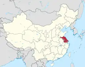 Map showing the location of Jiangsu Province