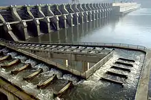 John Day Dam fish ladder on the Columbia River, United States