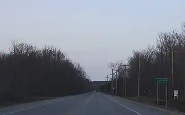 Looking north at the Juddville sign