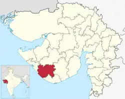 Location of district in Gujarat