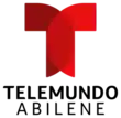 The Telemundo logo, two overlapping curved shapes forming a red "T", and on two lines below, the words "Telemundo" and "Abilene"