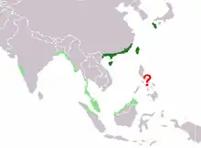 K. obovata range (dark green)