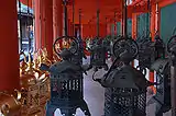 Hanging lanterns lit at Kasuga-taisha