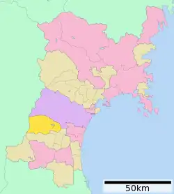 Location of Kawasaki in Miyagi Prefecture