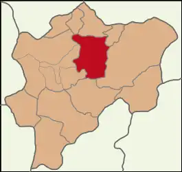 Map showing Bünyan District in Kayseri Province