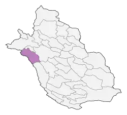 Location of Kazerun County in Fars province