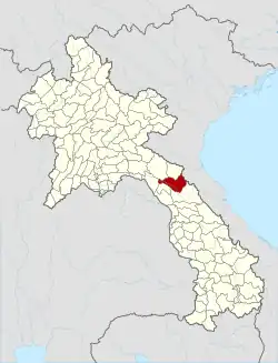 Location of Khamkeut district in Laos