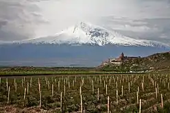 Khor Virap Monastery, Armenia, and Mount Ararat.