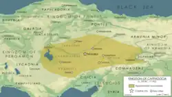 Kingdom of Cappadocia at its peak during the reign of Ariarathes V (163-130 BC)