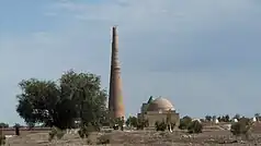 kutlug-Timur-Minaret with Konye Urgentch ruins in September 2011.