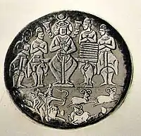 Silver plate of Khosrau I (531 to 579 CE).