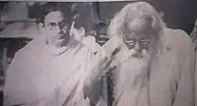 Photo of Kshitimohan Sen with Rabindranath Tagore