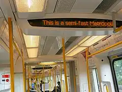 Handrails on a London Underground S Stock train