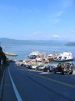 Ferries at the river station dock, chemin de la Traverse, Saint-Bernard-sur-Mer, 2004