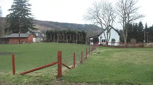 Fields and scattered houses in Laggan, view from the hostel