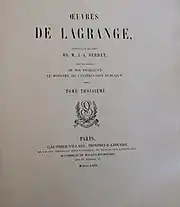 "Œuvres De Lagrange," volume III (1869)