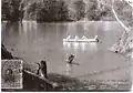 A 1914 postal, with the image of the lagoon in the crater of San Salvador Volcano, El Salvador. The lagoon disappeared when the volcano erupted in 1917