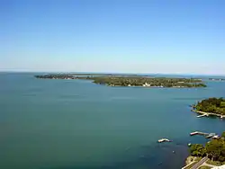 Middle Bass Island, seen from Perry's Victory Monument on South Bass Island