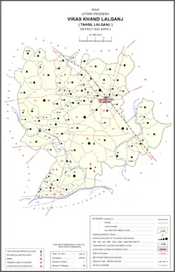 Map showing Mubarakpur (#814) in Lalganj CD block