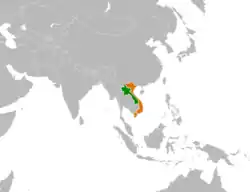 Map indicating locations of Laos and Vietnam