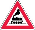 Level crossing ahead, without gates