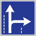 Driving direction in the lane (proceed straight or turn right)