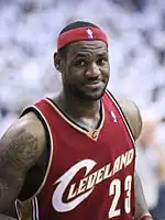 LeBron James seen wearing his signature headband