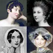 faces of four white women in late 18th or early 19th-century costume