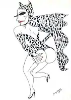 Leopard-Woman, ink on paper