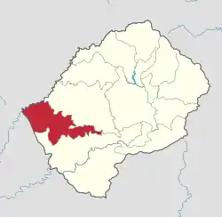 Map of Lesotho with the district highlighted