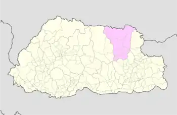 Map of Lhuntse District in Bhutan