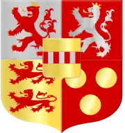 The current arms of the counts of Limburg Stirum display the arms of Berg/Limburg, Bronckhorst, Borculo, Wisch and Gemen.