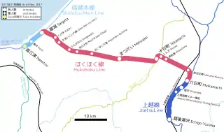 Shinza Station is located in Hokuhoku Line