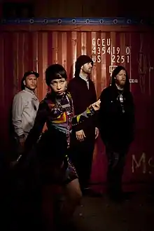 Little Dragon in 2010. From left to right: Erik Bodin, Yukimi Nagano, Fredrik Wallin, Håkan Wirenstrand