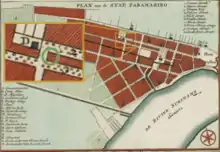 Inset overlayed upon the 1737 map of Paramaribo to show the location of Samson's home.