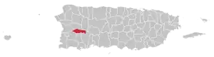 Map of Puerto Rico highlighting Maricao Municipality